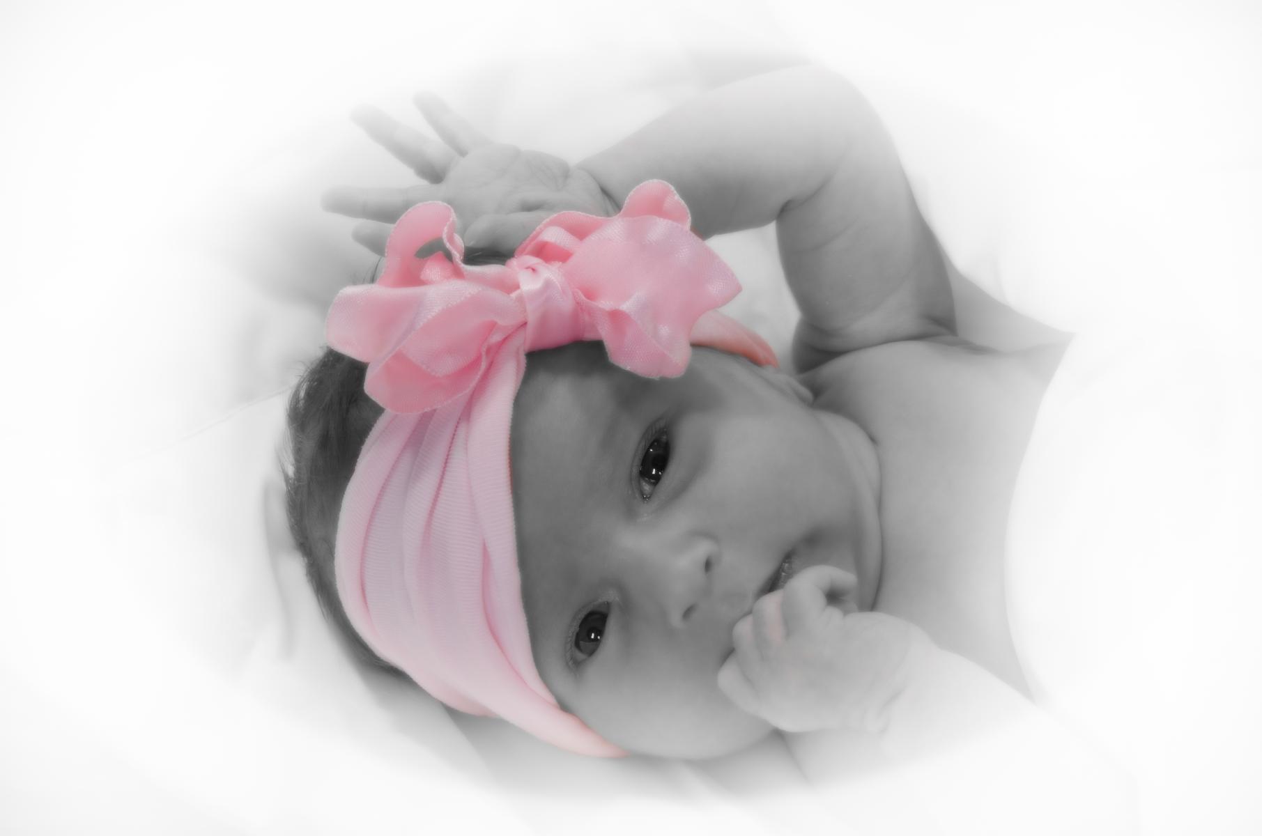 Newborn Baby Girl Selective Color Photograph by Robertsons' Warehouse Photography, Wichita, KS