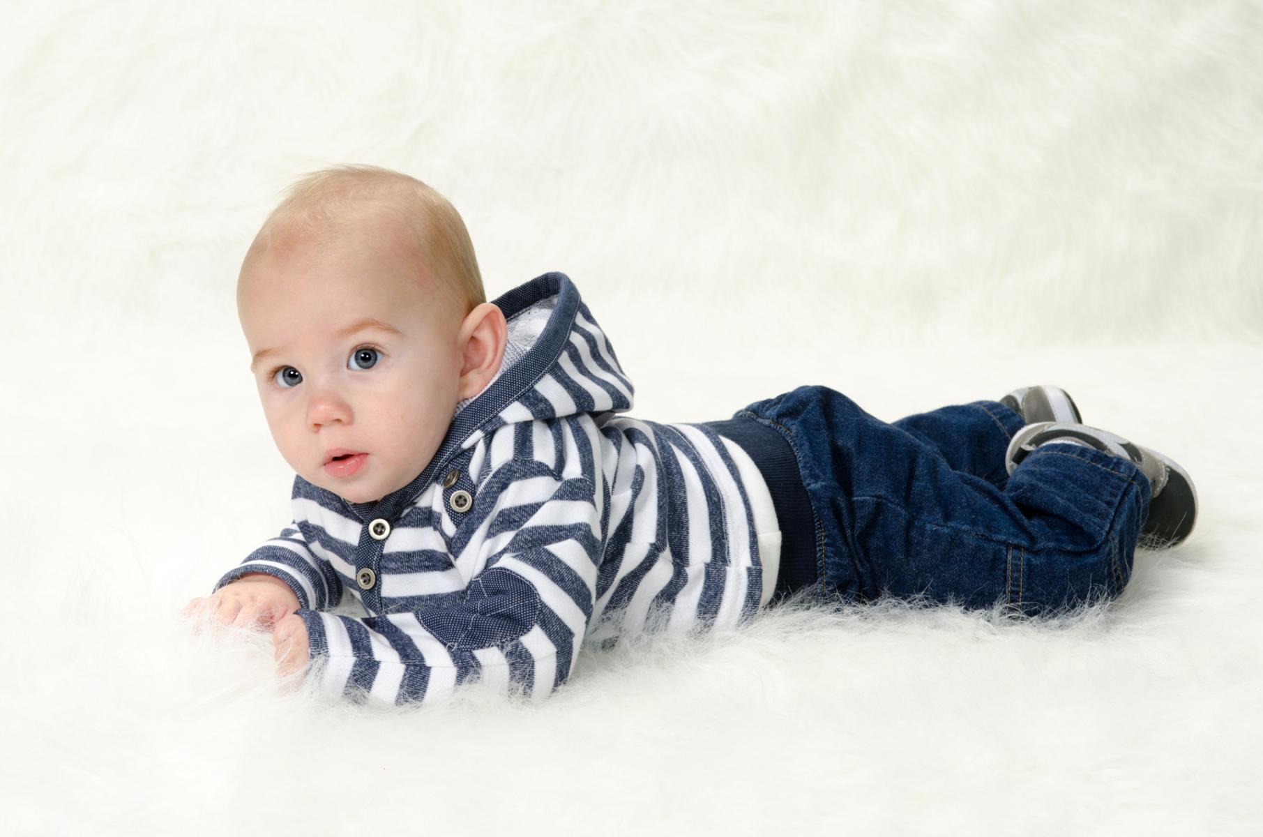 Adorable Blue Eyes - 6 Month Old Baby Portrait - by Robertsons' Warehouse Photography, Wichita, KS