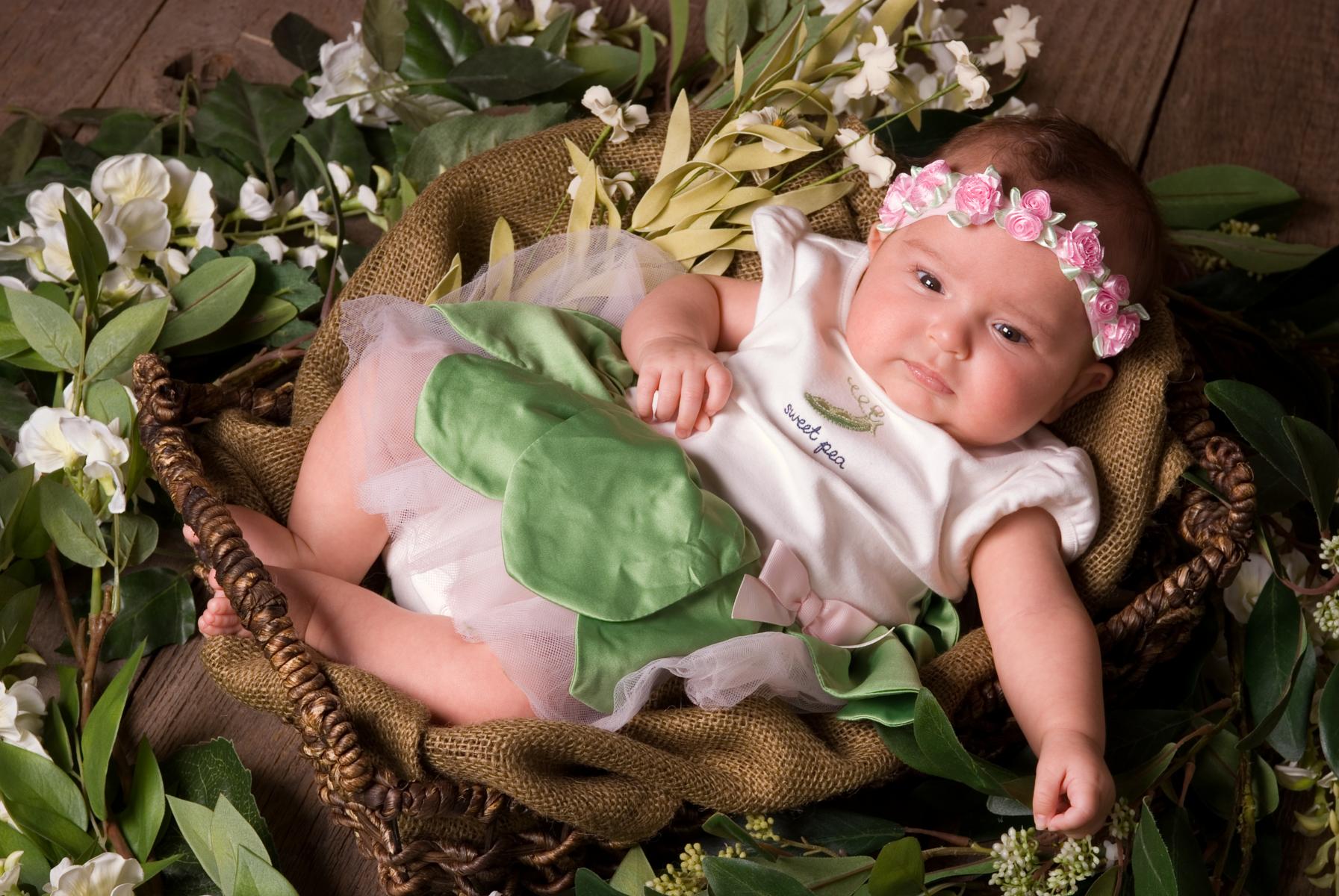 Baby Basket - 3 Month Old Litttle Girl Portrait - by Robertsons' Warehouse Photography, Wichita, KS