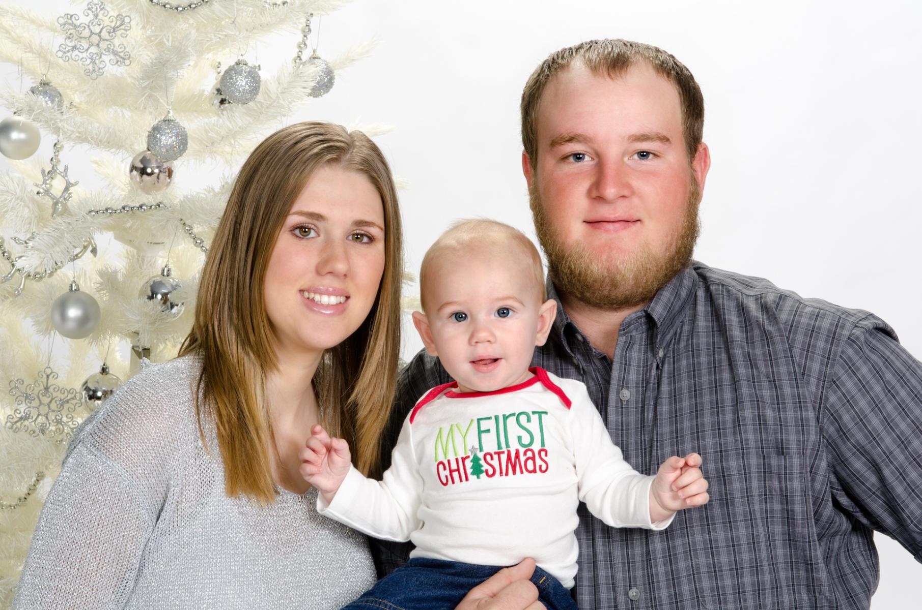 Family portrait created to celebrate Ryder's 1st Christmas, by Robertsons' Warehouse Photography, Wichita, KS