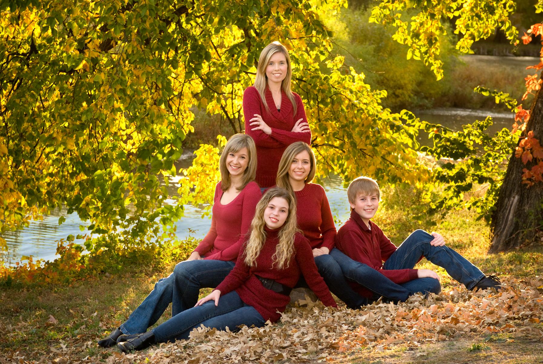 The Thimesch siblings give their parents a priceless gift:  a pictorial portrait of themselves with showy fall colors, by Robertsons' Warehouse Photography, Wichita, KS