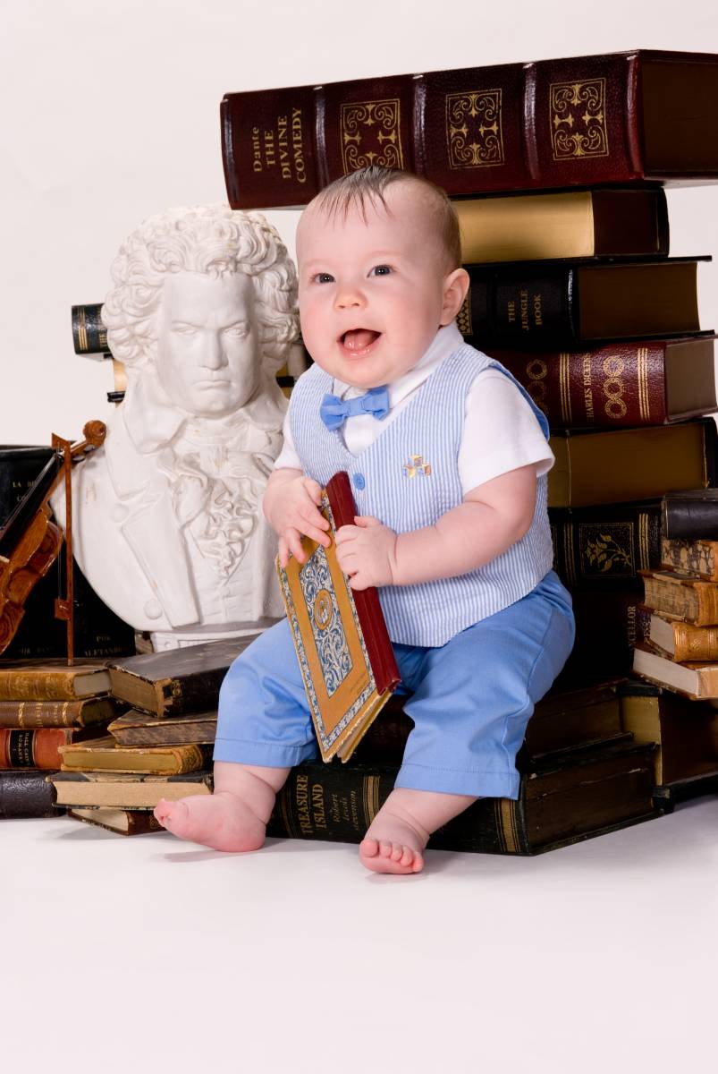 Little Scholar With Bow Tie - Six Months Old Portrait - by Robertsons' Warehouse Photography, Wichita, KS