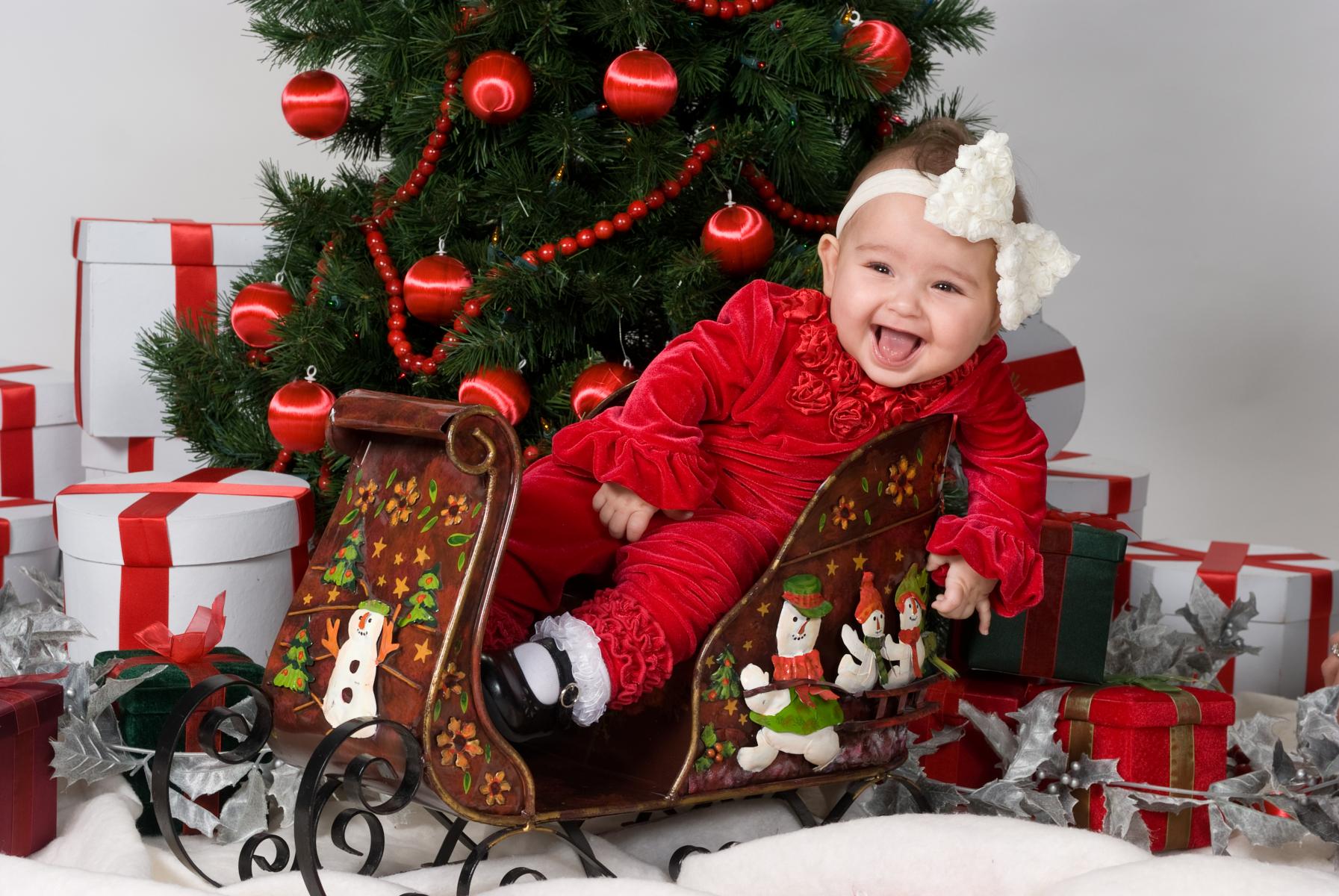 Baby Girls 1st Christmas Portrait by Robertsons' Warehouse Photography, Wichita, KS