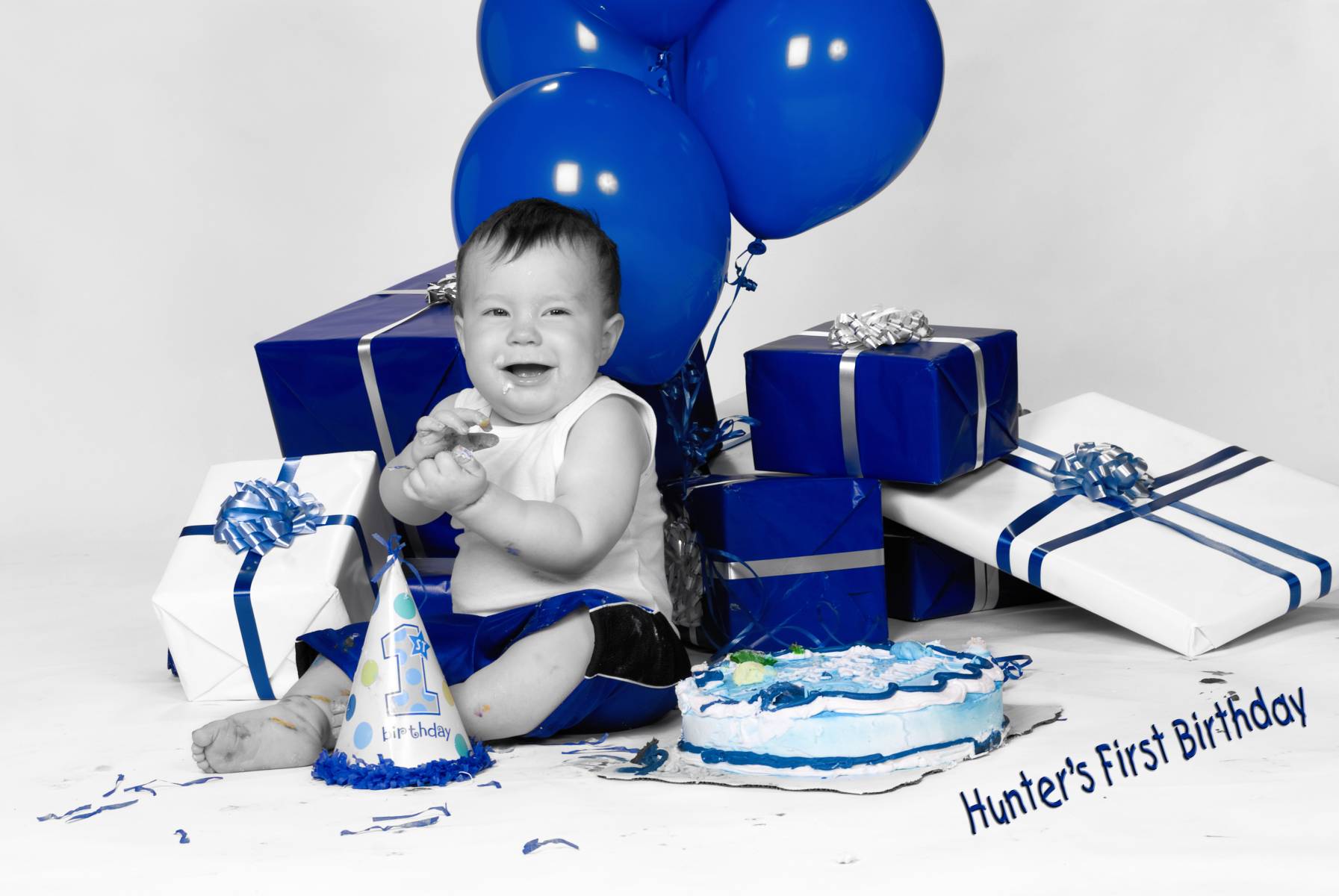 First Birthday Celebration Cake Smash Candid Image by Robertsons' Warehouse Photography, Wichita, KS
